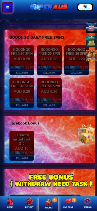 Superaus Casino mobile promotions